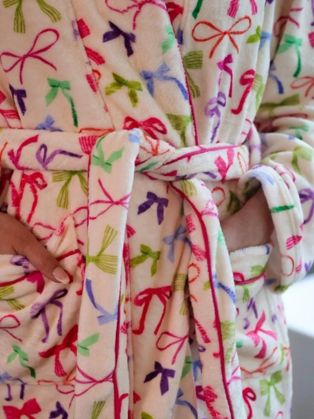 Jess Lea Daylight Bow Plush Ruffle Lounge Robe
